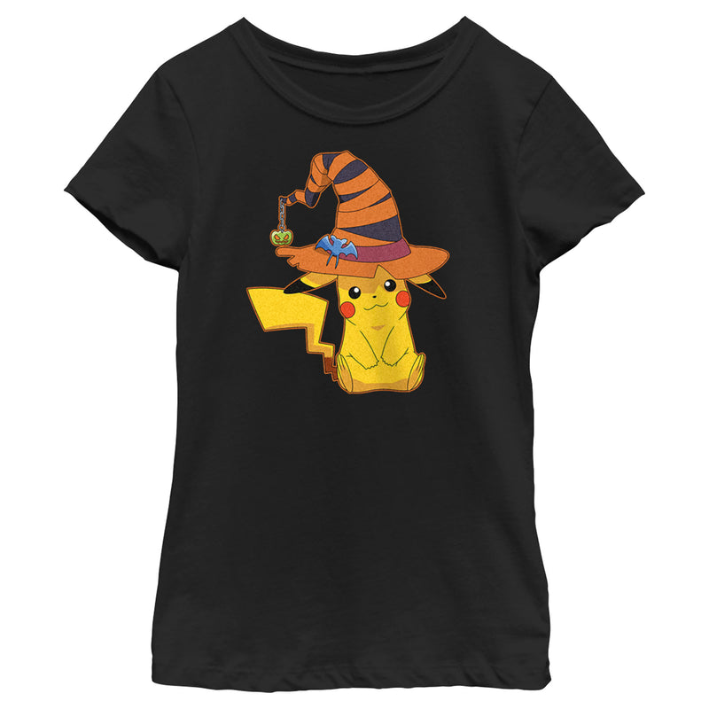 Girl's Pokemon Halloween Pikachu Witch Hat T-Shirt