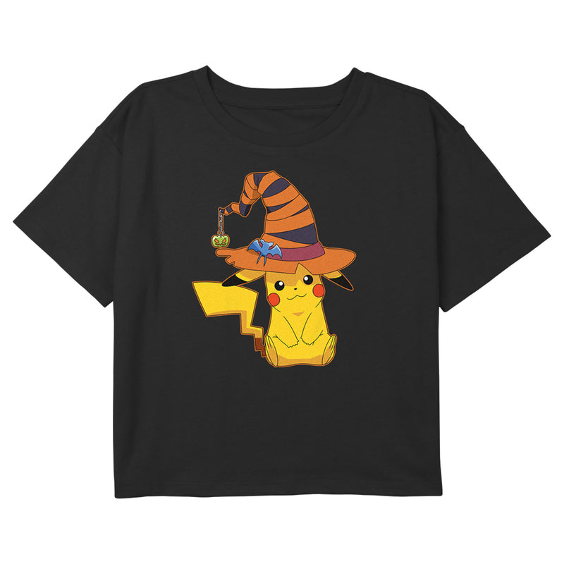 Girl's Pokemon Halloween Pikachu Witch Hat T-Shirt