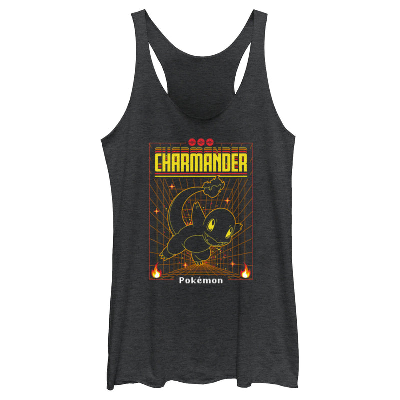 Women's Pokemon Charmander Retro Grid Racerback Tank Top