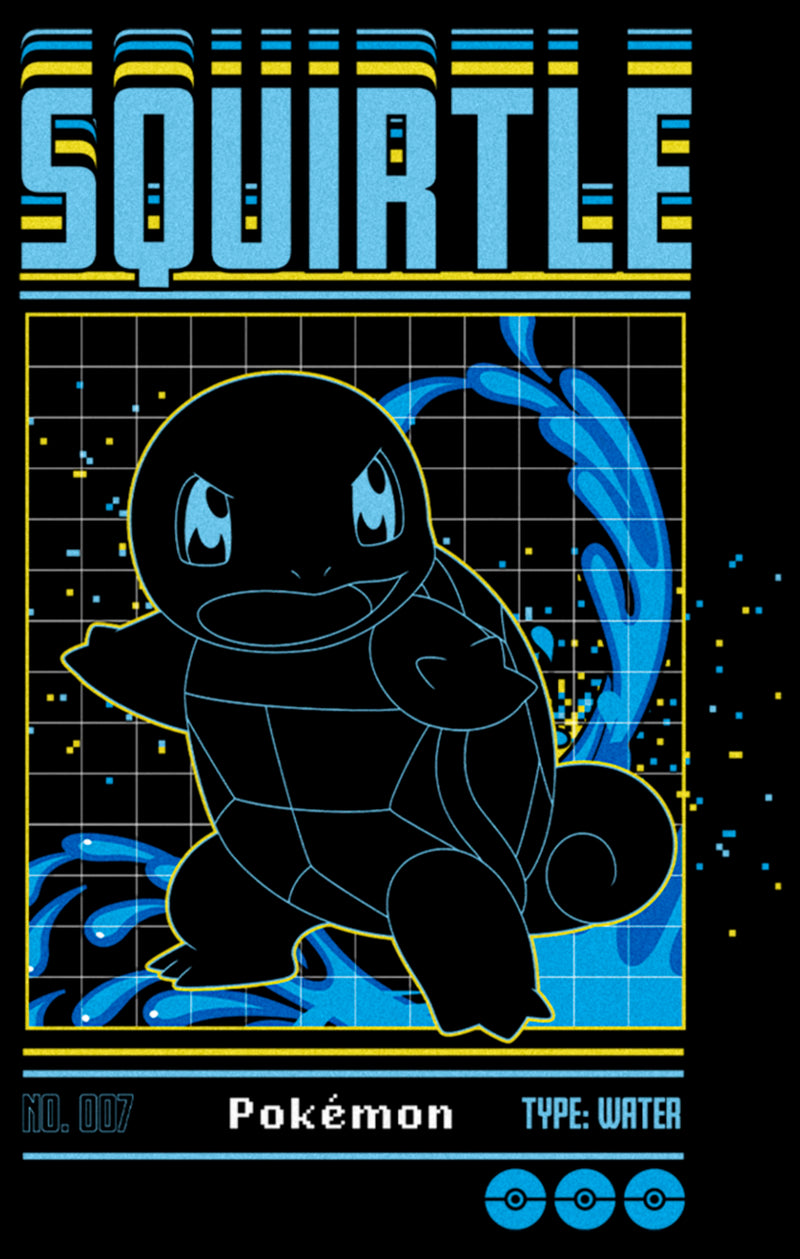 Men's Pokemon Squirtle Retro Grid Long Sleeve Shirt