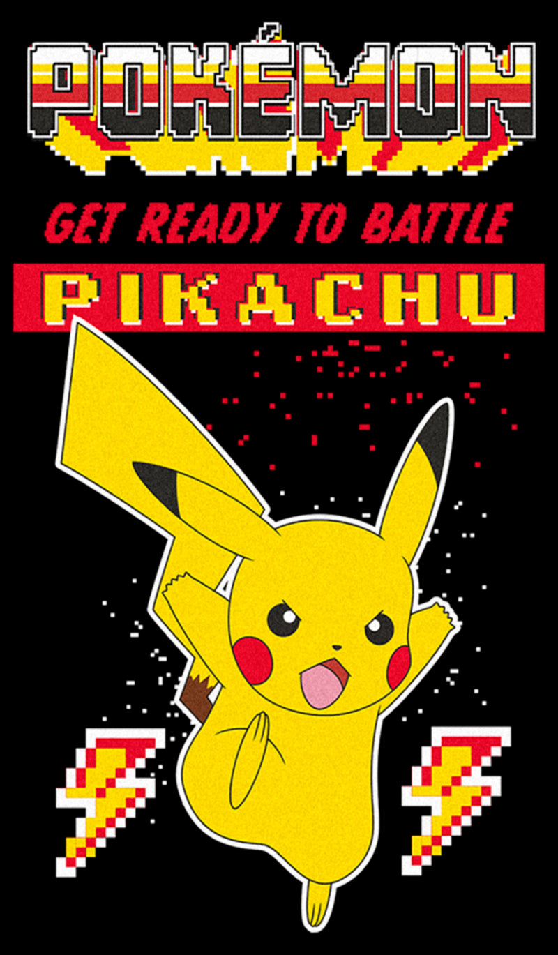 Men's Pokemon Get Ready to Battle Pikachu Retro Long Sleeve Shirt