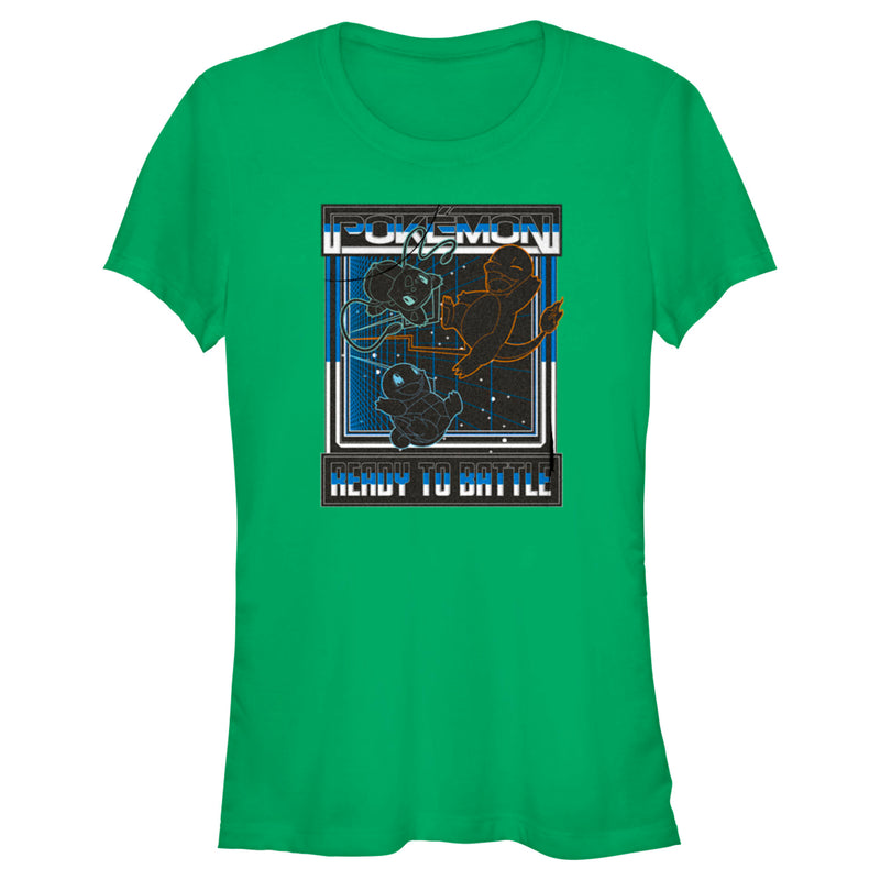 Junior's Pokemon Ready to Battle Retro Grid T-Shirt