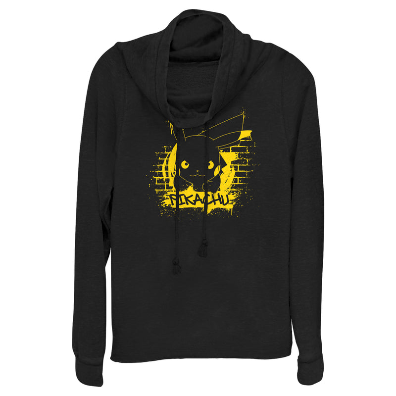 Junior's Pokemon Pikachu Mural Cowl Neck Sweatshirt