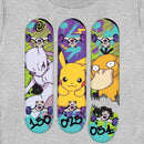 Women's Pokemon Mewtwo, Pikachu, and Psyduck Skateboard Decks T-Shirt