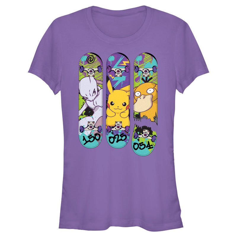 Junior's Pokemon Mewtwo, Pikachu, and Psyduck Skateboard Decks T-Shirt