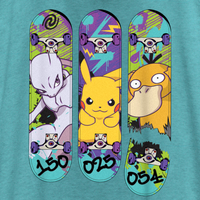 Women's Pokemon Mewtwo, Pikachu, and Psyduck Skateboard Decks Racerback Tank Top