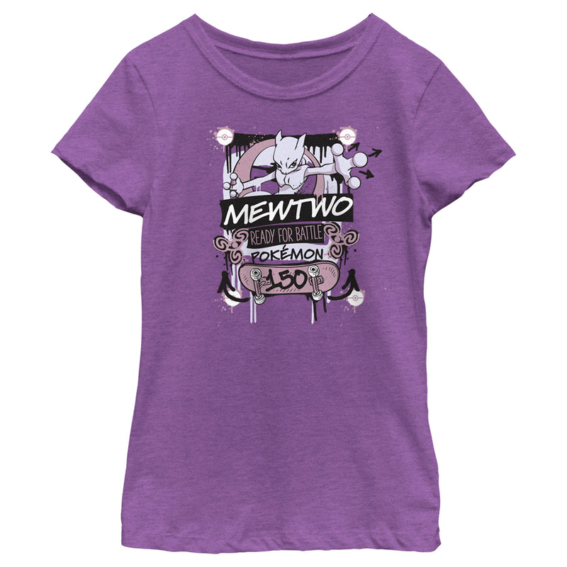 Girl's Pokemon Mewtwo Ready for Battle T-Shirt