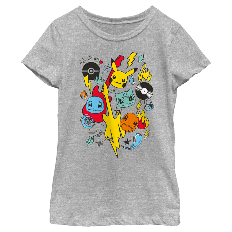 Girl's Pokemon Music Rocks Starters T-Shirt
