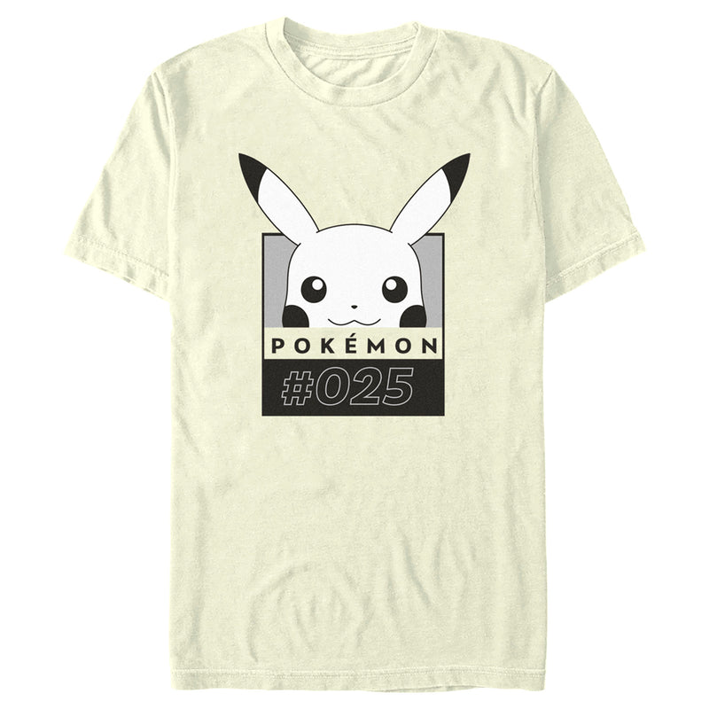 Men's Pokemon Pikachu Black and White T-Shirt