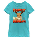 Girl's Pokemon Eevee Happy Birthday Red T-Shirt