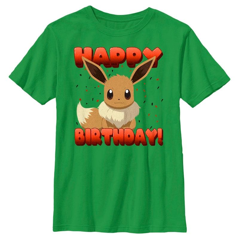 Boy's Pokemon Eevee Happy Birthday Red T-Shirt