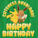 Boy's Pokemon Pikachu and Eevee Cuteness Overload Happy Birthday T-Shirt