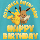 Girl's Pokemon Pikachu and Eevee Cuteness Overload Happy Birthday T-Shirt