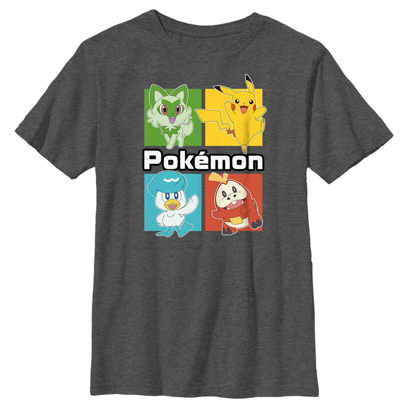 Boy's Pokemon Colorful Square Characters T-Shirt