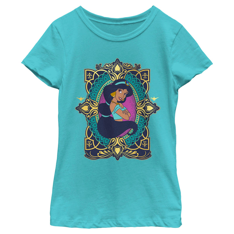 Girl's Aladdin Jasmine Gold Lotus Ornate T-Shirt