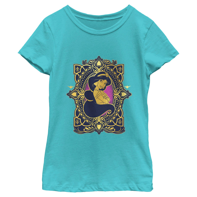 Girl's Aladdin Jasmine Gold Lotus Ornate T-Shirt