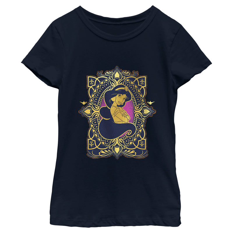 Girl's Aladdin Jasmine Gold Lotus Ornate T-Shirt