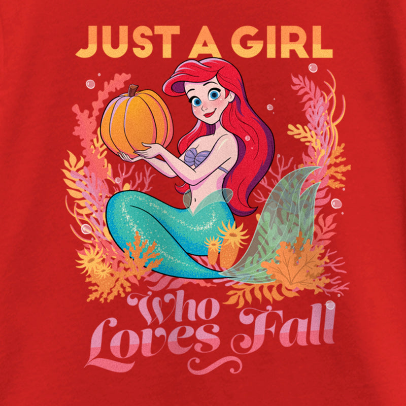 Girl's Disney Ariel Just a Girl Who Loves Fall T-Shirt