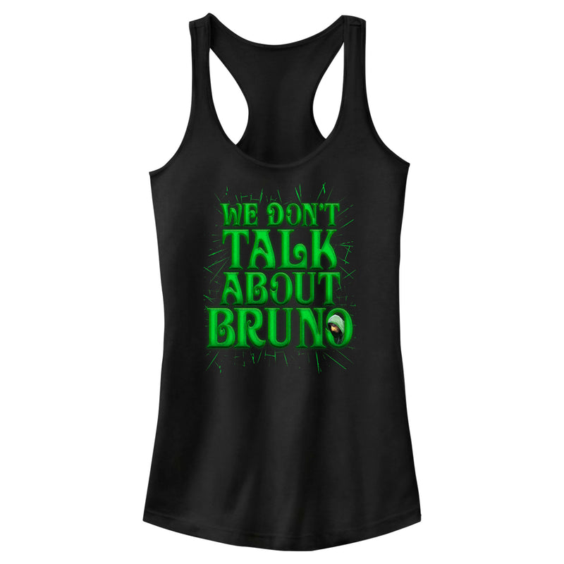 Junior's Encanto We Don't Talk About Bruno Green Text Racerback Tank Top