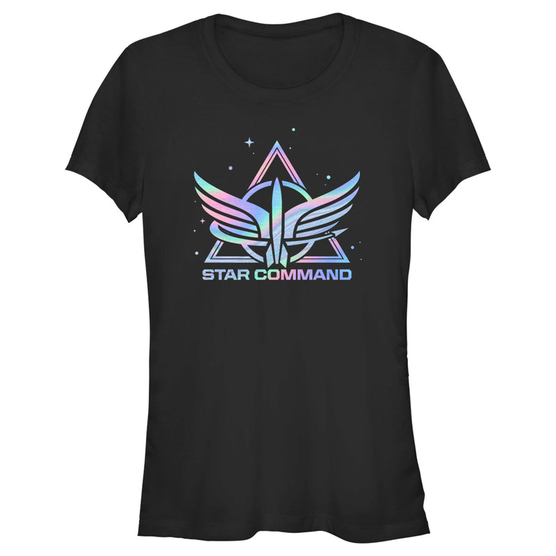 Junior's Lightyear Holographic Star Command Logo T-Shirt