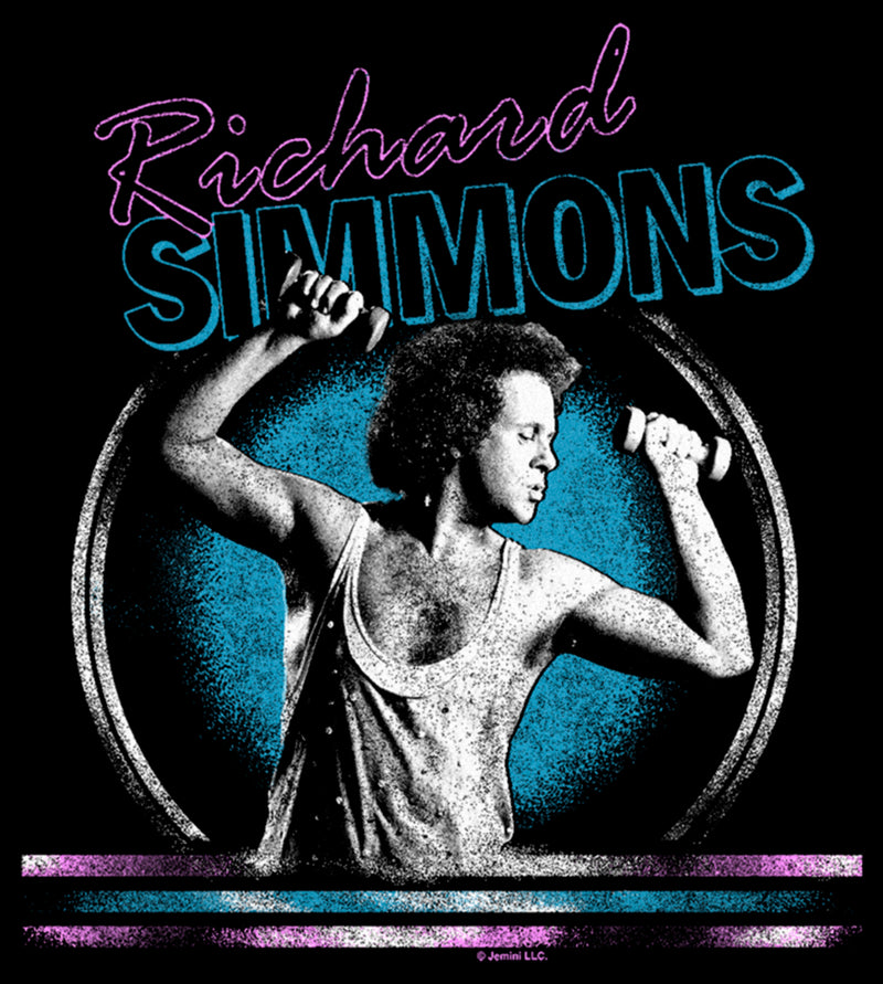 Men's Richard Simmons Distressed Hand Weights Logo T-Shirt