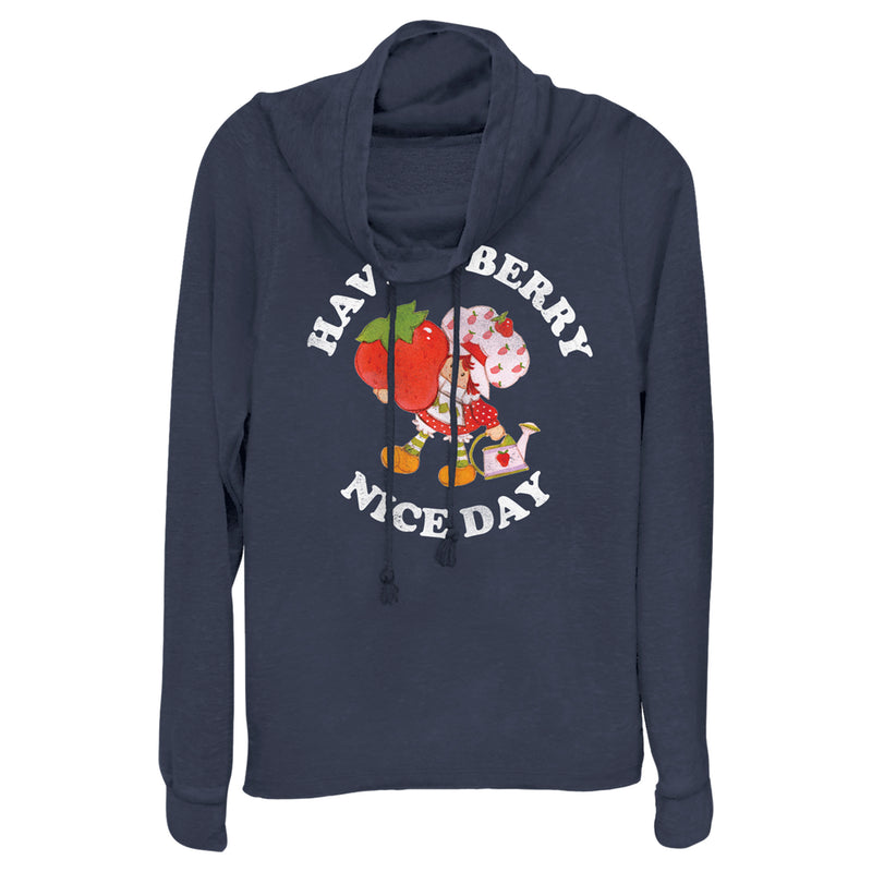 Junior's Strawberry Shortcake Berry Nice Day Greeting Cowl Neck Sweatshirt