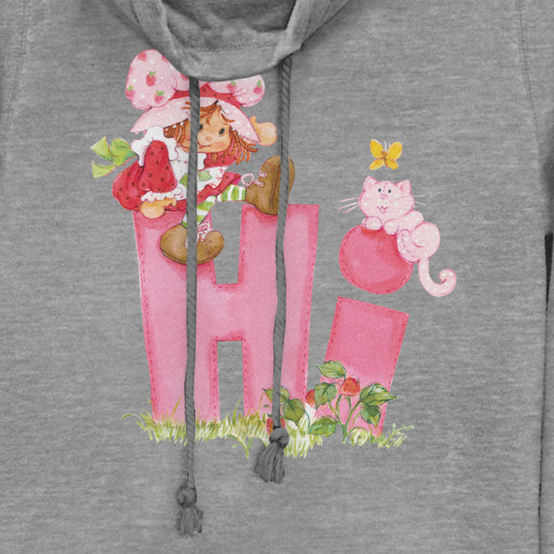 Junior's Strawberry Shortcake Hi Friends Cowl Neck Sweatshirt