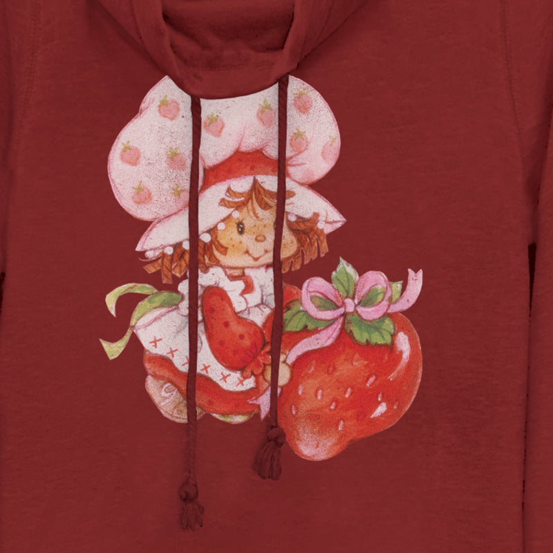 Junior's Strawberry Shortcake Watercolor Cute Berry Cowl Neck Sweatshirt