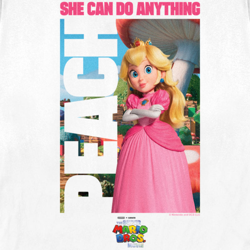 Women's The Super Mario Bros. Movie Peach She Can Do Anything Poster T-Shirt