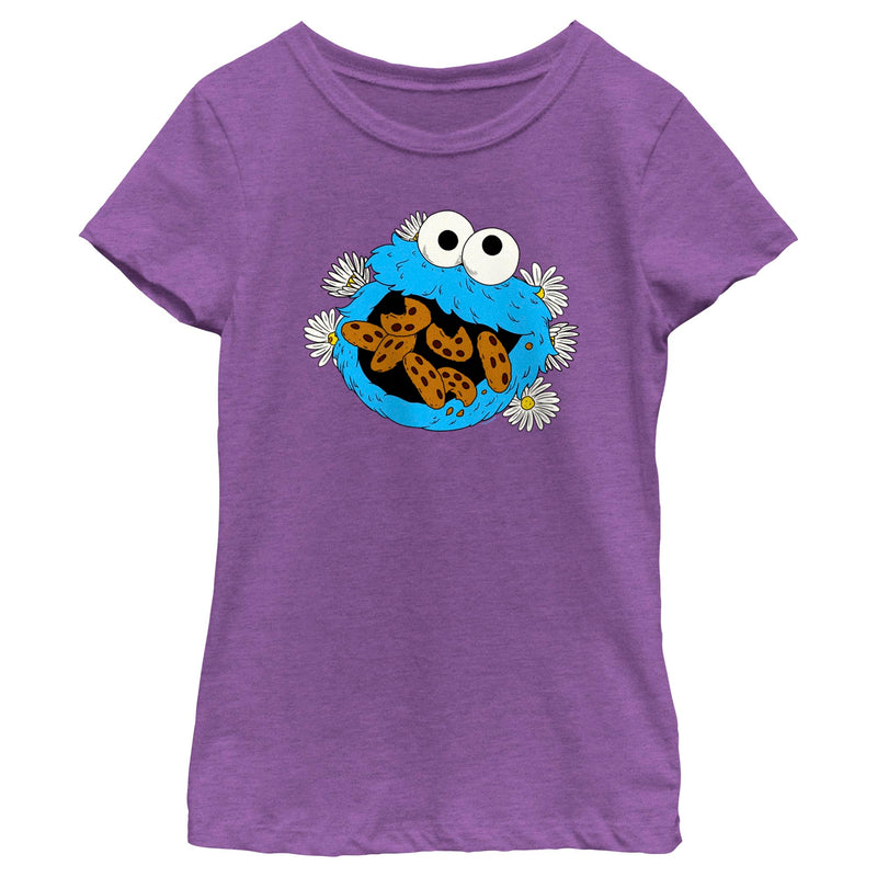 Girl's Sesame Street Cookie Monster and Daisies T-Shirt