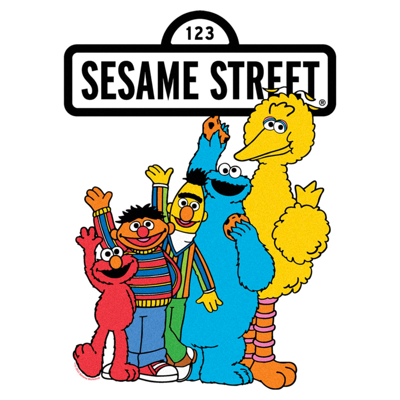 Men's Sesame Street Friend Group Wave Long Sleeve Shirt