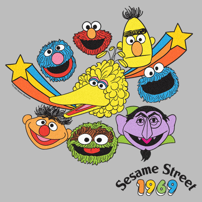 Men's Sesame Street Main Characters Heads 1969 T-Shirt