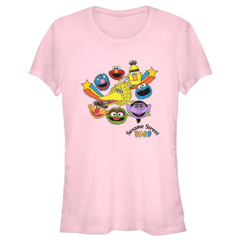 Junior's Sesame Street Main Characters Heads 1969 T-Shirt