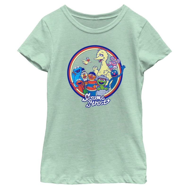 Girl's Sesame Street Circle Group Portrait T-Shirt