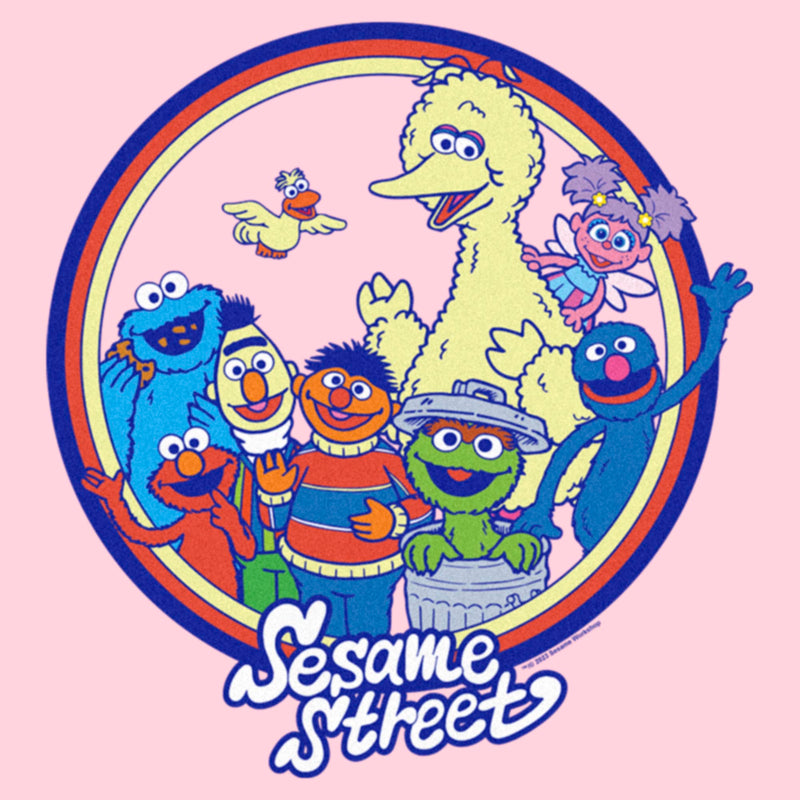 Junior's Sesame Street Circle Group Portrait T-Shirt