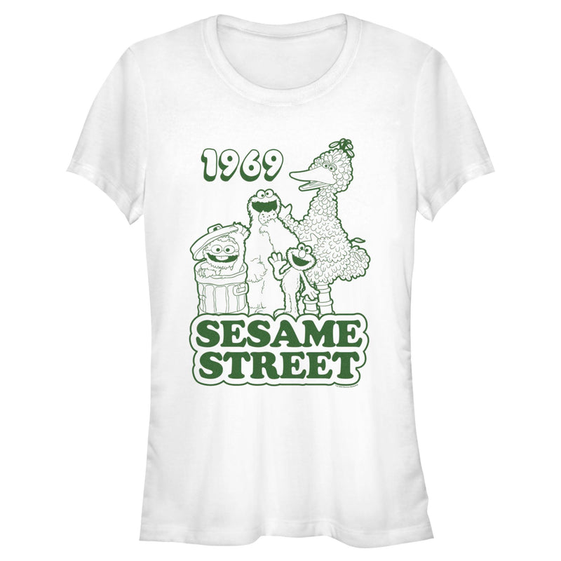 Junior's Sesame Street Group Green Outline 1969 T-Shirt