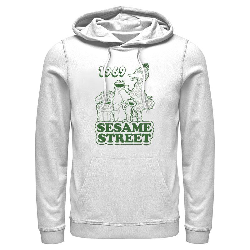 Men's Sesame Street Group Green Outline 1969 Pull Over Hoodie