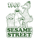 Men's Sesame Street Group Green Outline 1969 Long Sleeve Shirt