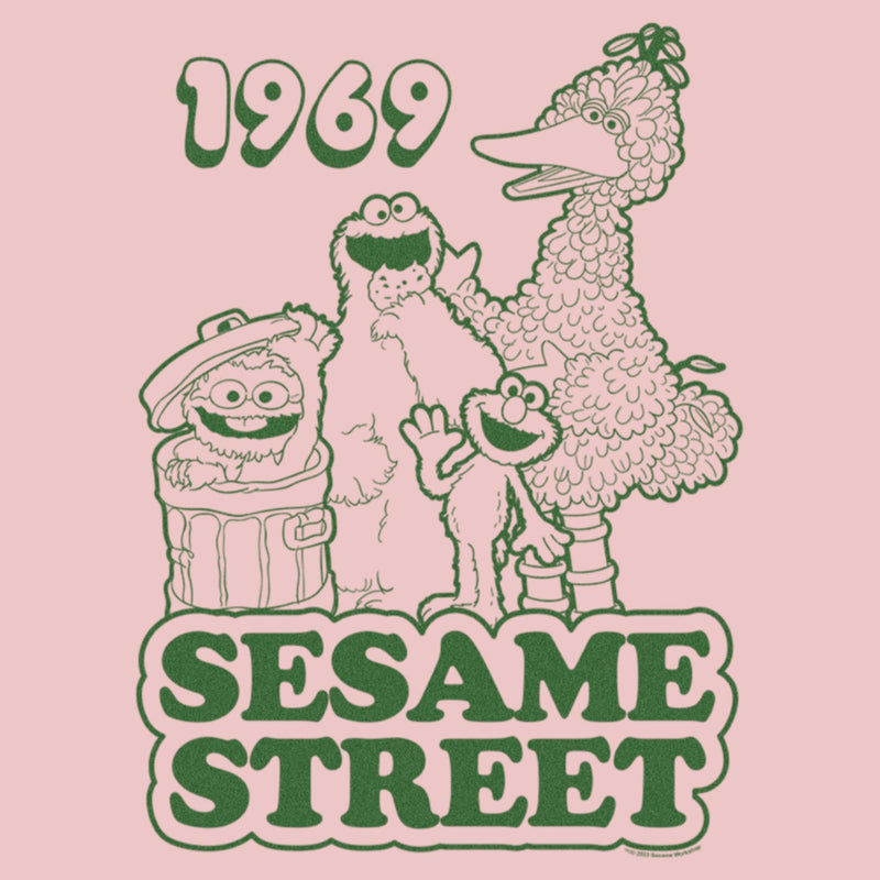 Junior's Sesame Street Group Green Outline 1969 Sweatshirt