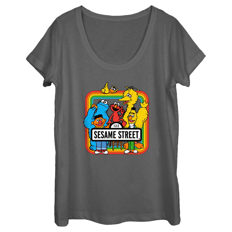 Women's Sesame Street Rainbow Box Group Portrait T-Shirt