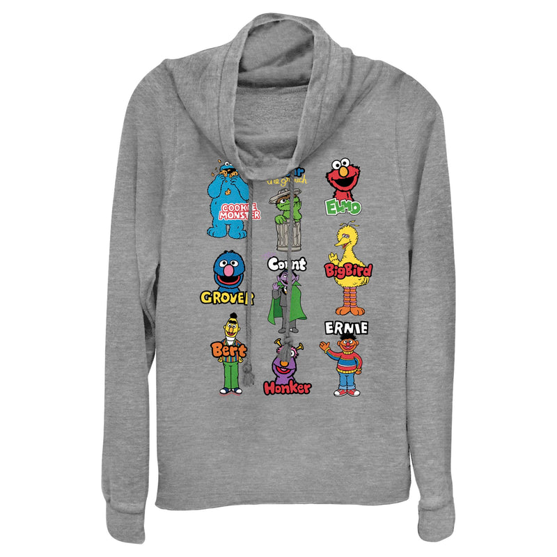 Junior's Sesame Street Character Introductions Cowl Neck Sweatshirt