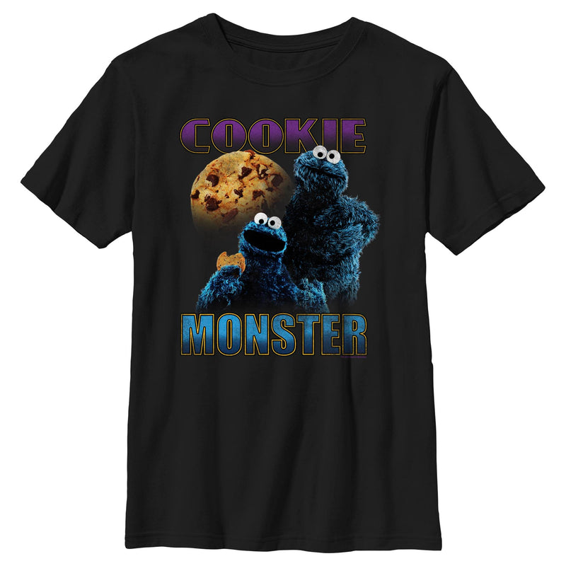 Boy's Sesame Street Cookie Monster Retro Portrait T-Shirt