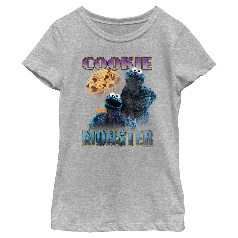 Girl's Sesame Street Cookie Monster Retro Portrait T-Shirt