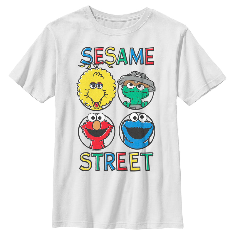 Boy's Sesame Street Four Circle Grid T-Shirt