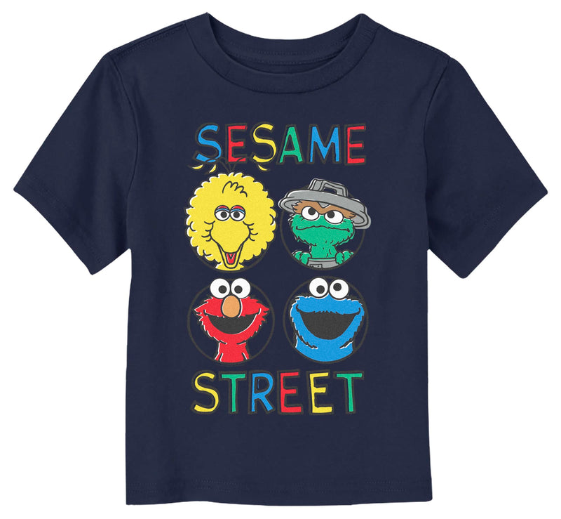 Toddler's Sesame Street Four Circle Primary Colors Grid T-Shirt