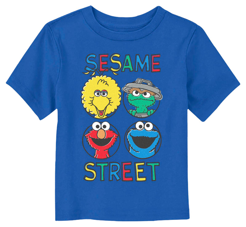 Toddler's Sesame Street Four Circle Primary Colors Grid T-Shirt