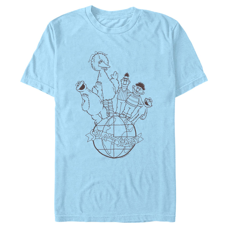 Men's Sesame Street Globe Group Outline T-Shirt