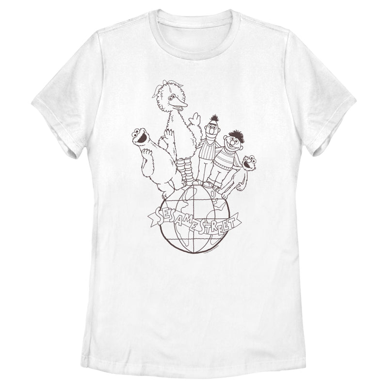 Women's Sesame Street Globe Group Outline T-Shirt