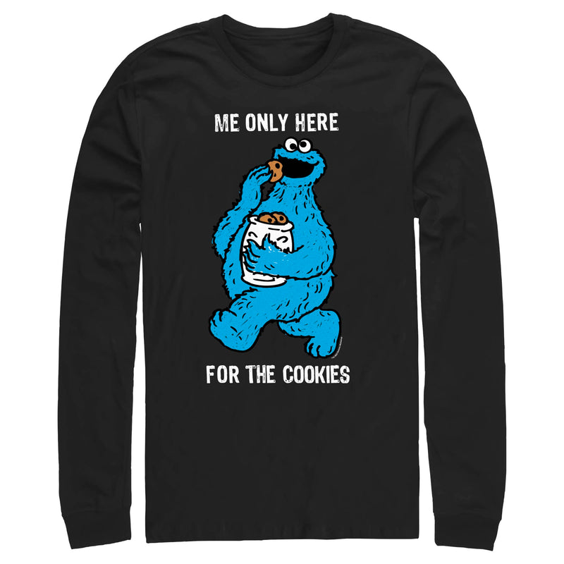 Men's Sesame Street Me Only Here for the Cookies Long Sleeve Shirt