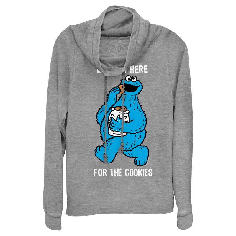 Junior's Sesame Street Me Only Here for the Cookies Cowl Neck Sweatshirt